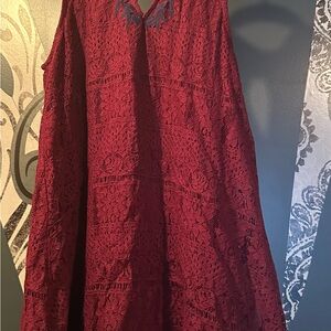 Elegant Lace Burgundy Mini Dress